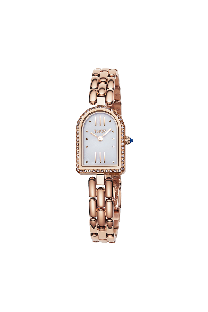 LK Bennett Dress Watch Rose Gold Plated CZ Mother of Pearl Rectangular lk NWT Quadro Lumine - Watch with pink mother of pearl dial | DW main image 3