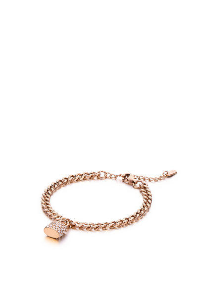 Pavé Lock Chain Rose Gold Plated Stainless Steel Bracele