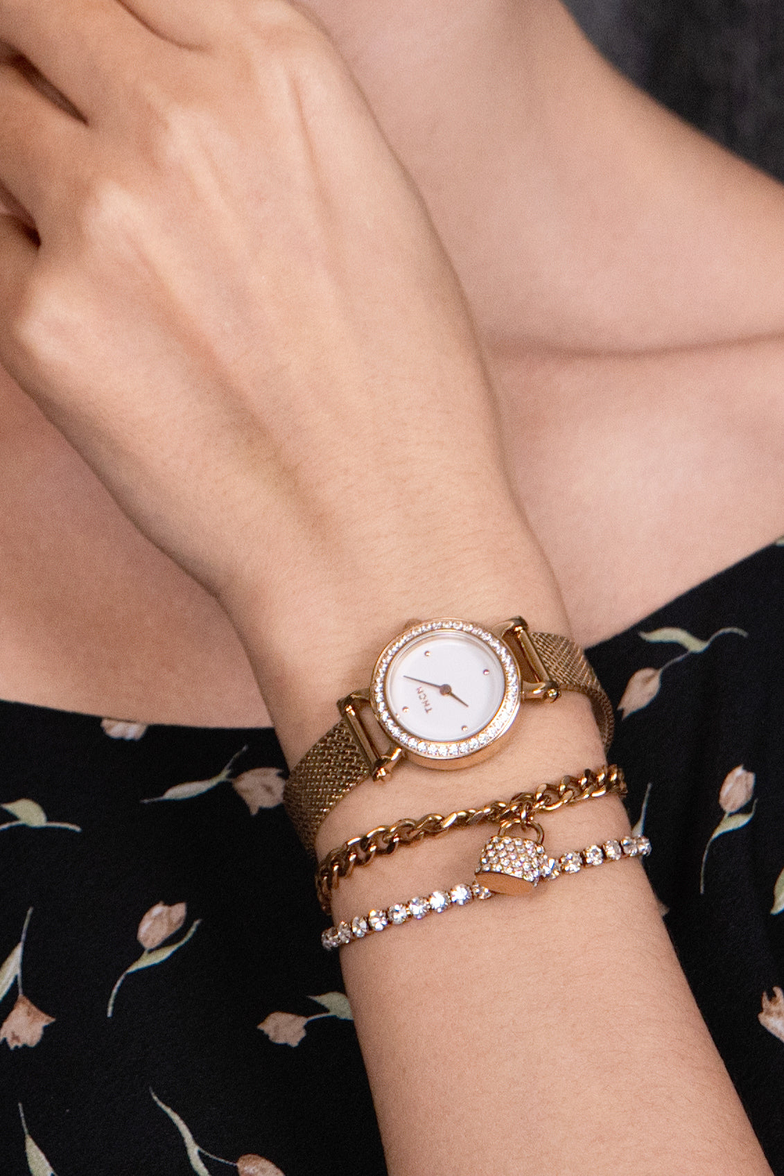 Classic Rose Gold Plated Stainless Steel Tennis Bracelet