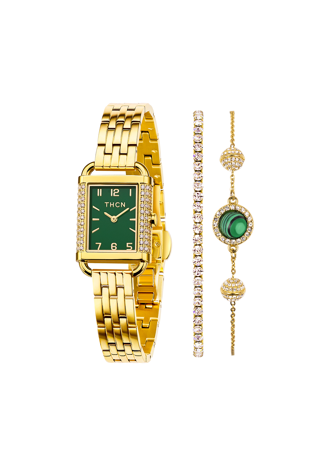 Eggshell Gold Bracelet Watch with Two Bracelets Gift Set