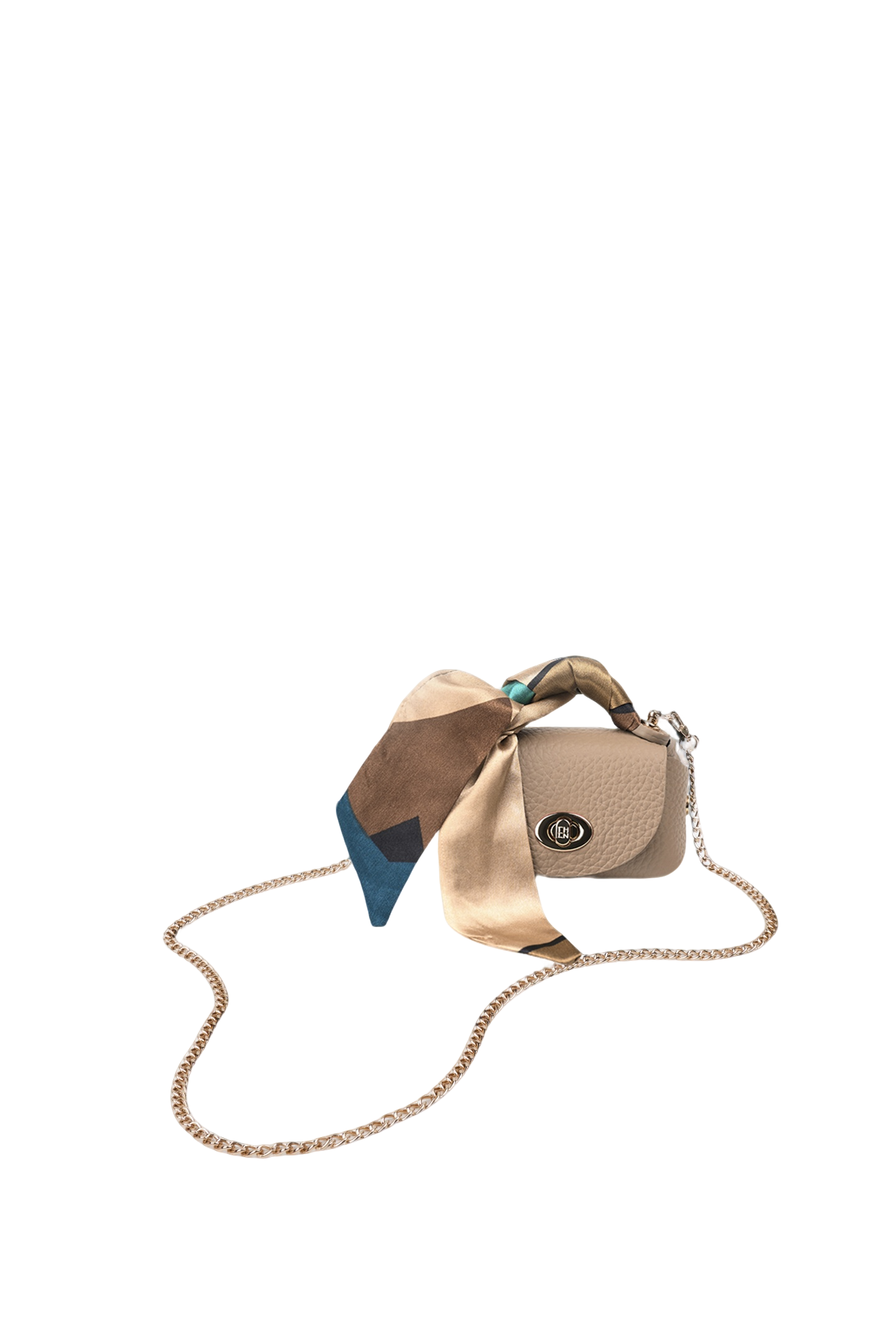 Everly Mini Genuine Pebble Classic Gray Leather Flap Bag and Scarf