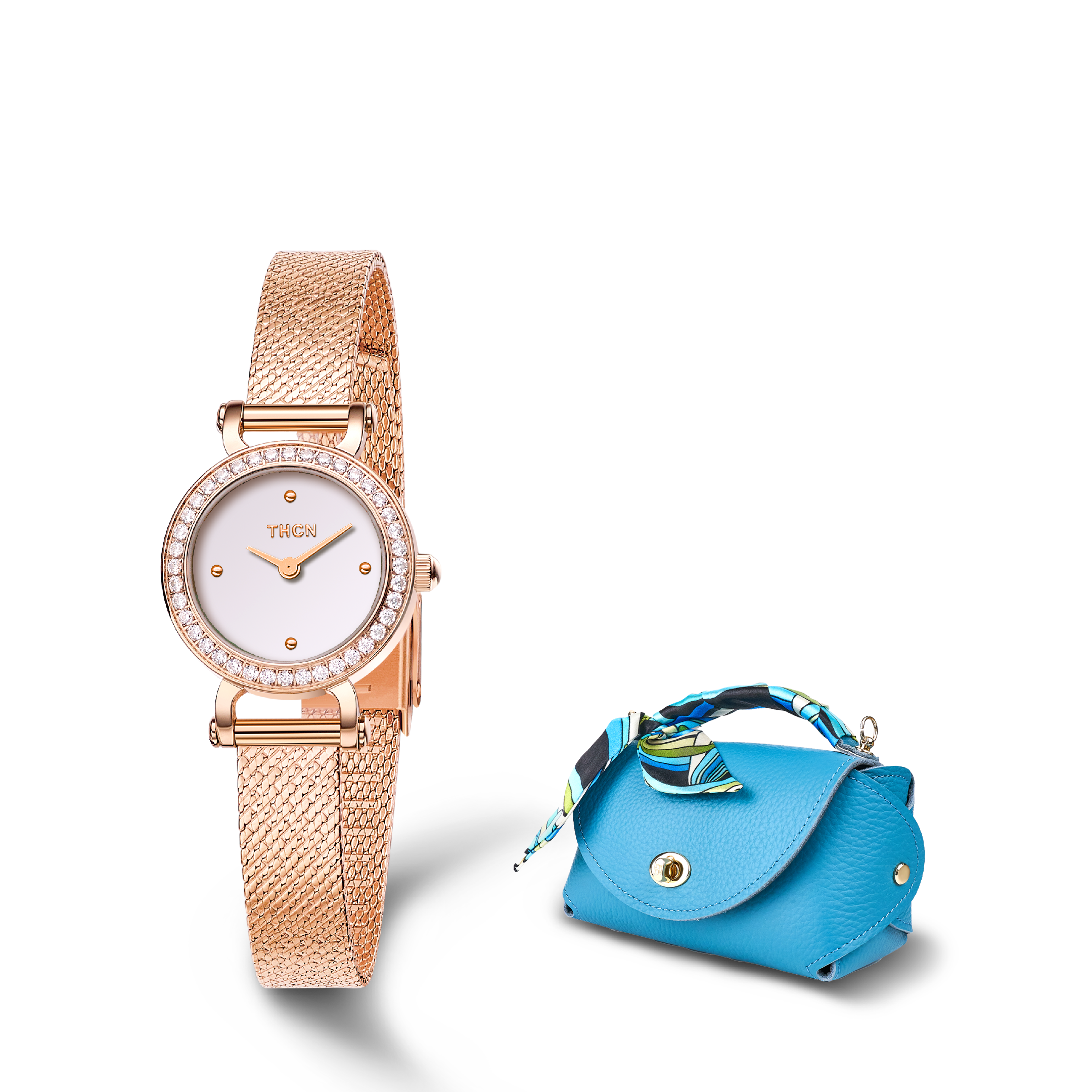 THE CAROLINE COLLECTION & Everly M Genuine Pebble Blue Leather Saddle Bag and Scarf Gift Set