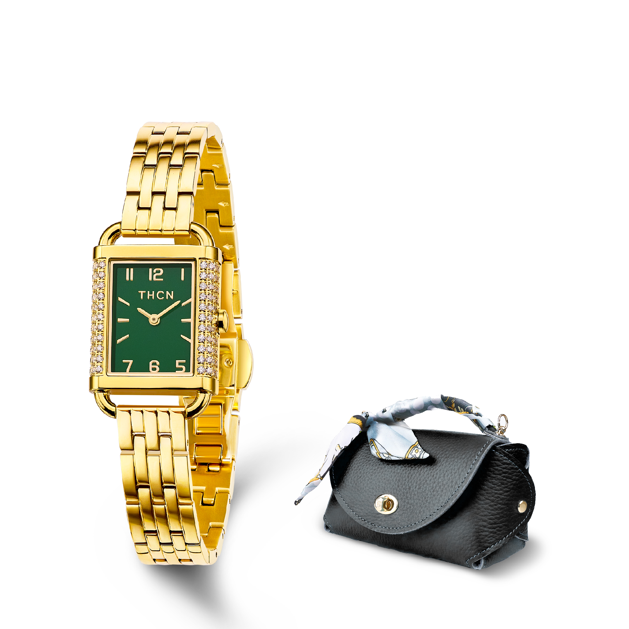 THE HEBE COLLECTION & Everly M Genuine Pebble Black Leather Saddle Bag and Scarf Gift Set