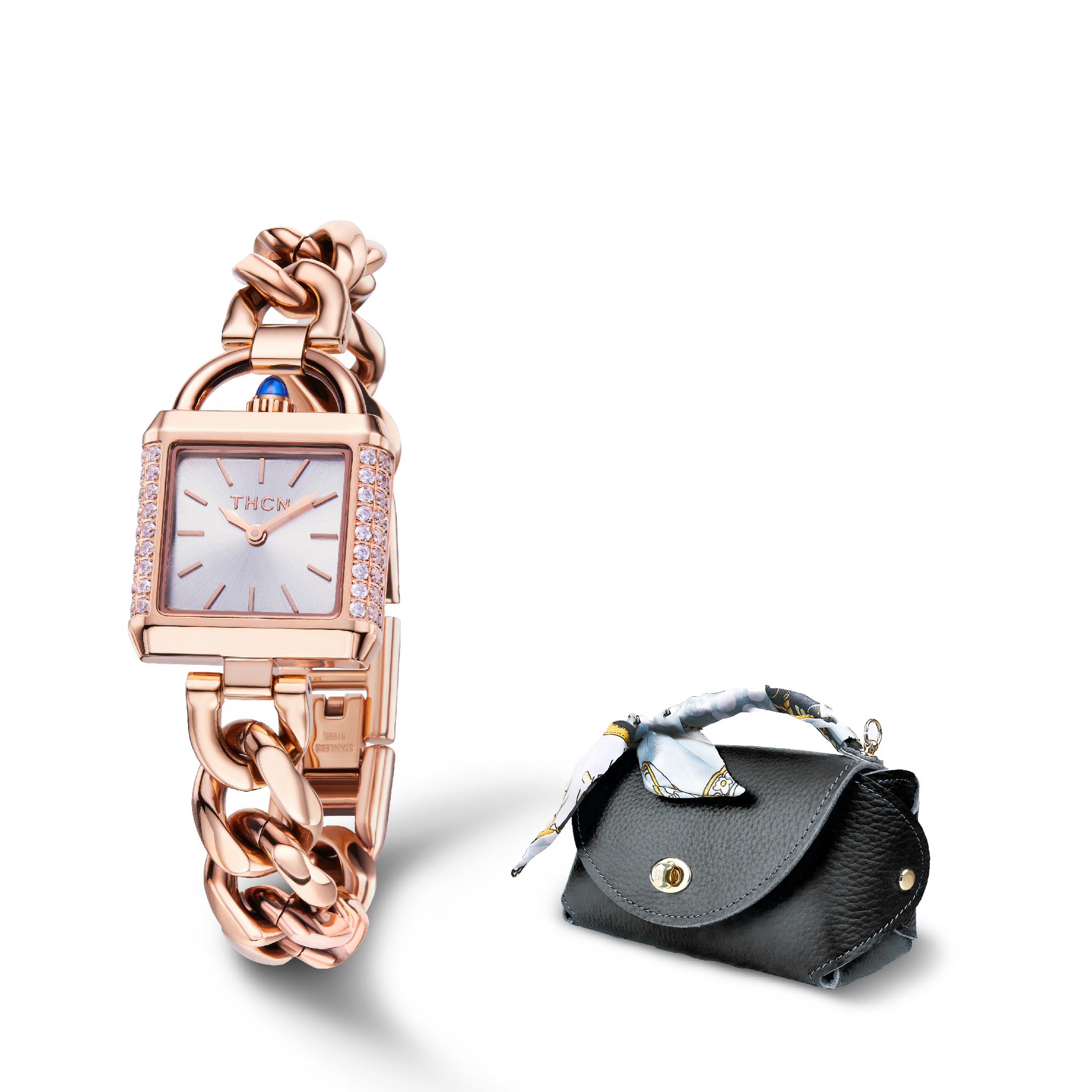 THE CAROLINE II COLLECTION & Everly M Genuine Pebble Black Leather Saddle Bag and Scarf Gift Set