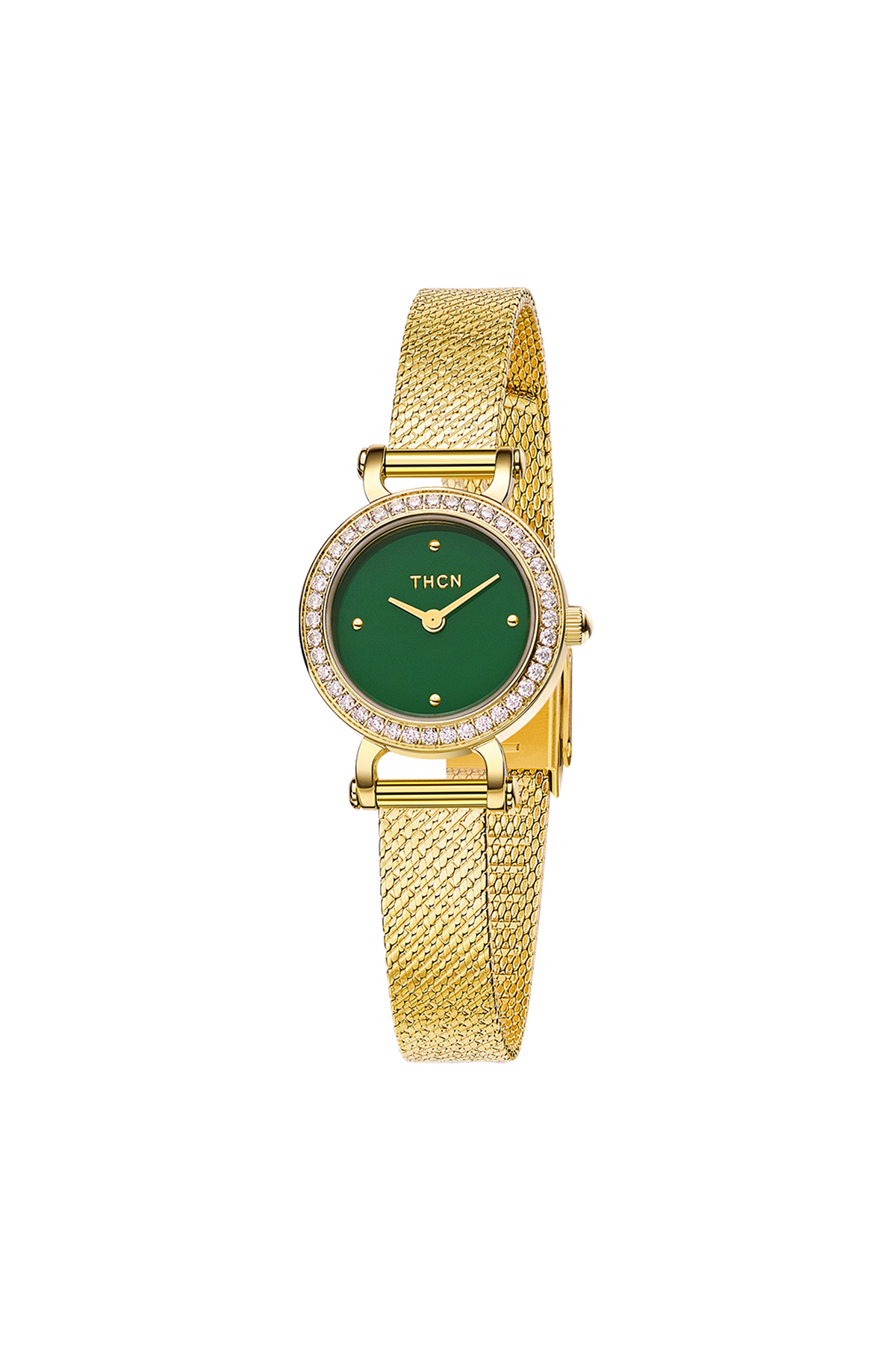 THCN C· I Eggshell Green Dial Gold Mesh Band Watch