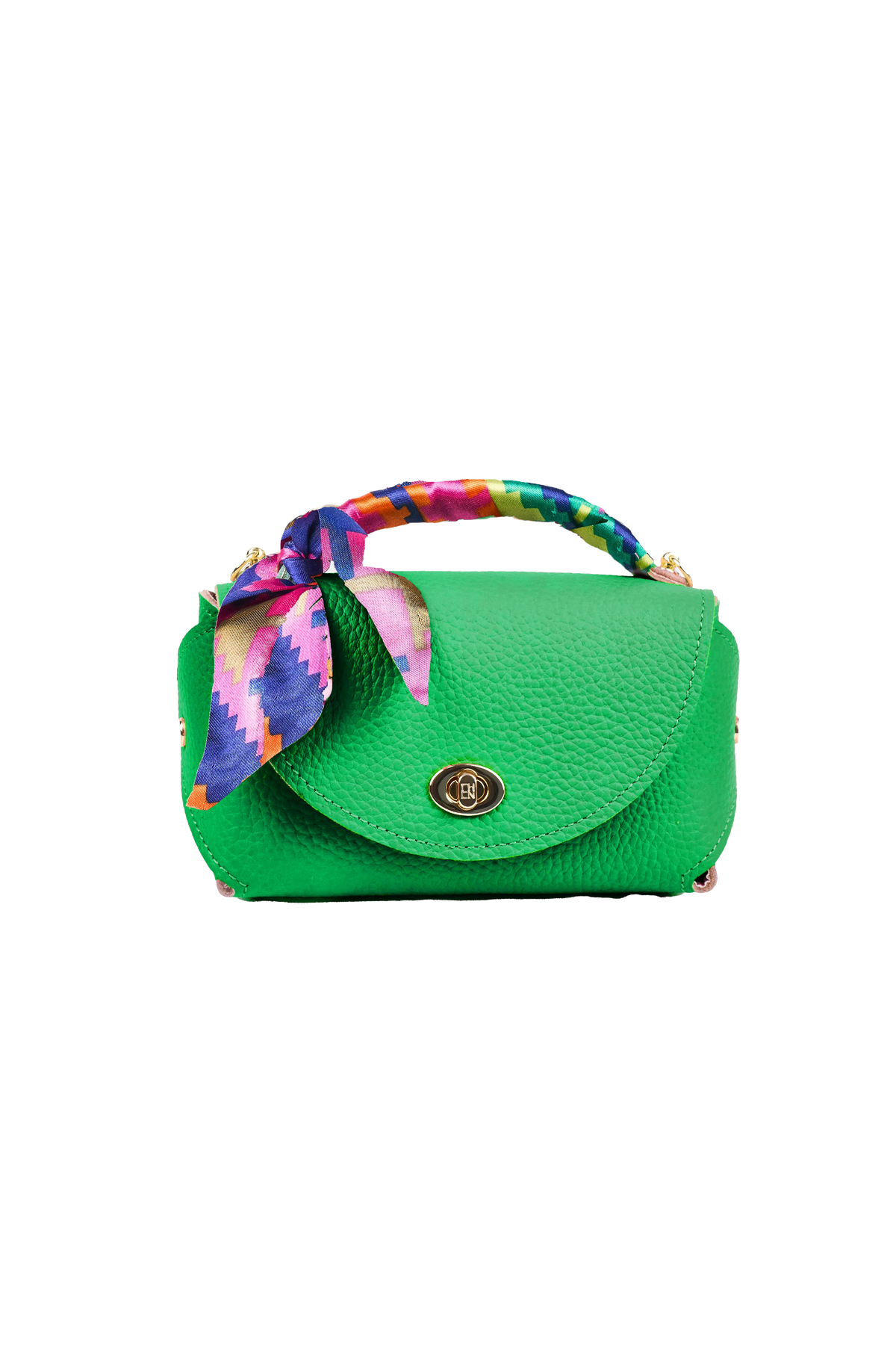 Round Green Mother-of-Pearl Steel Watch Bracelet & Green Bag Set