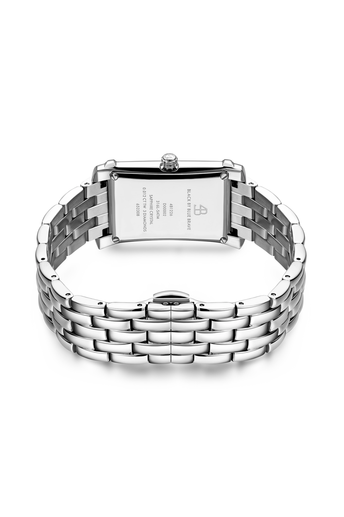 4B Rectangle Green Guilloche Dial Genuine Diamonds Silver