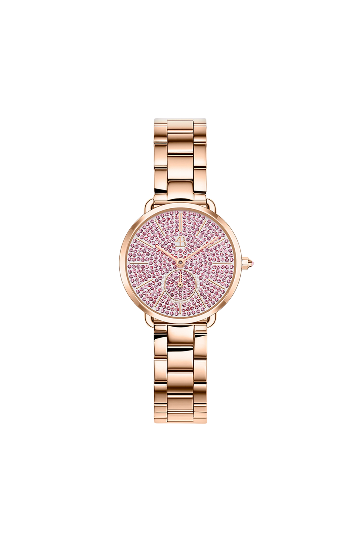 4B Round Pink Crystal Dial Rose Gold