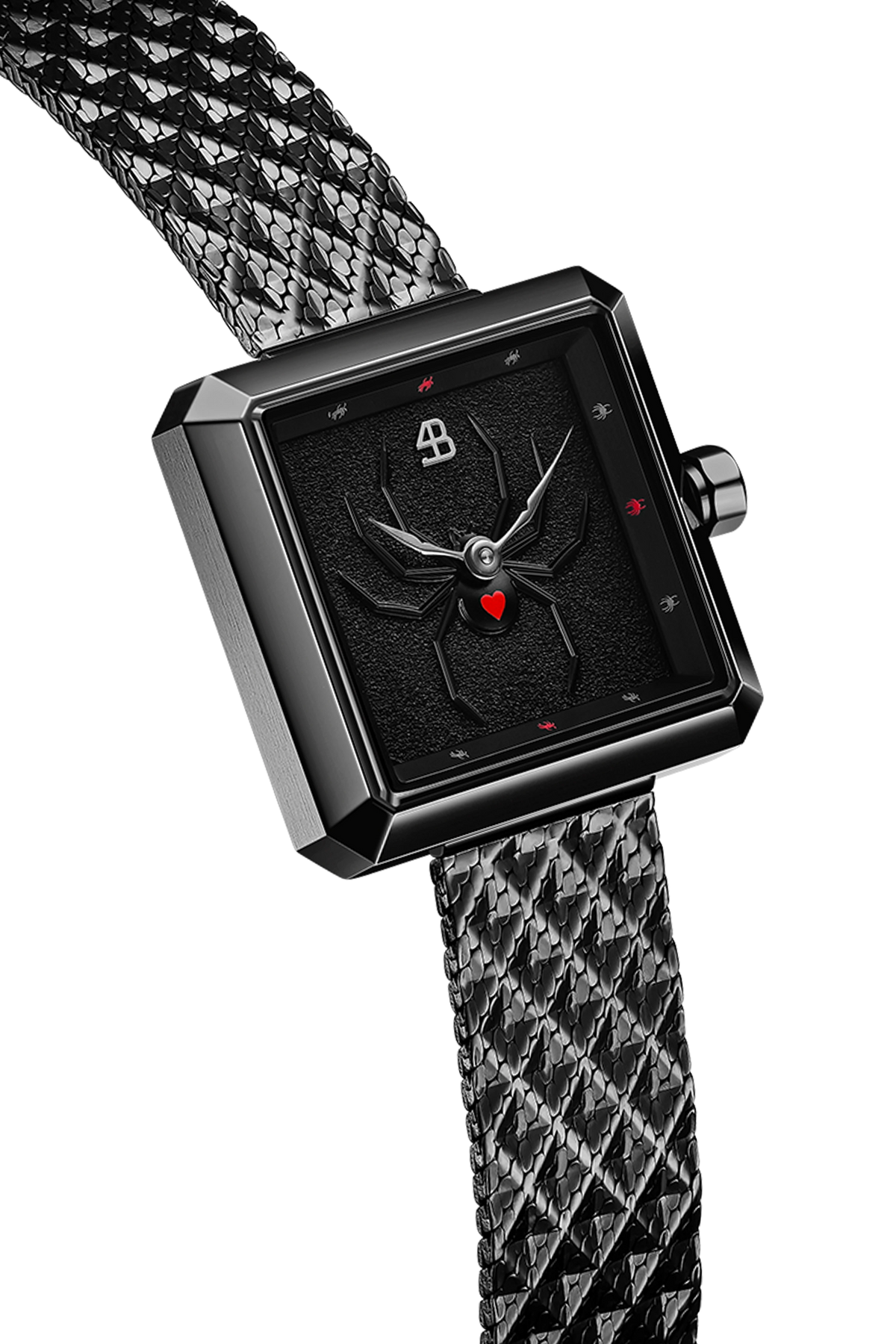 4B Square Black Dial Mesh Band