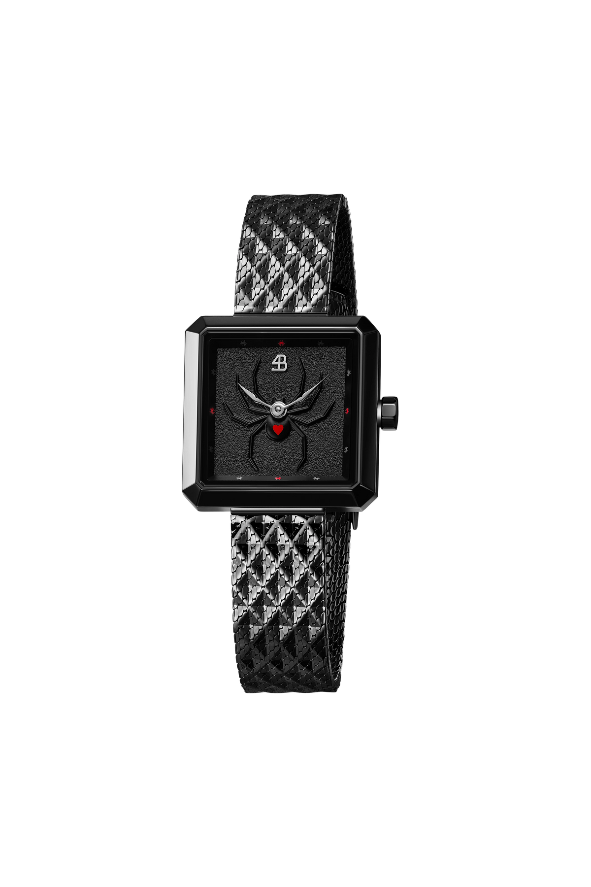 4B Square Black Dial Mesh Band