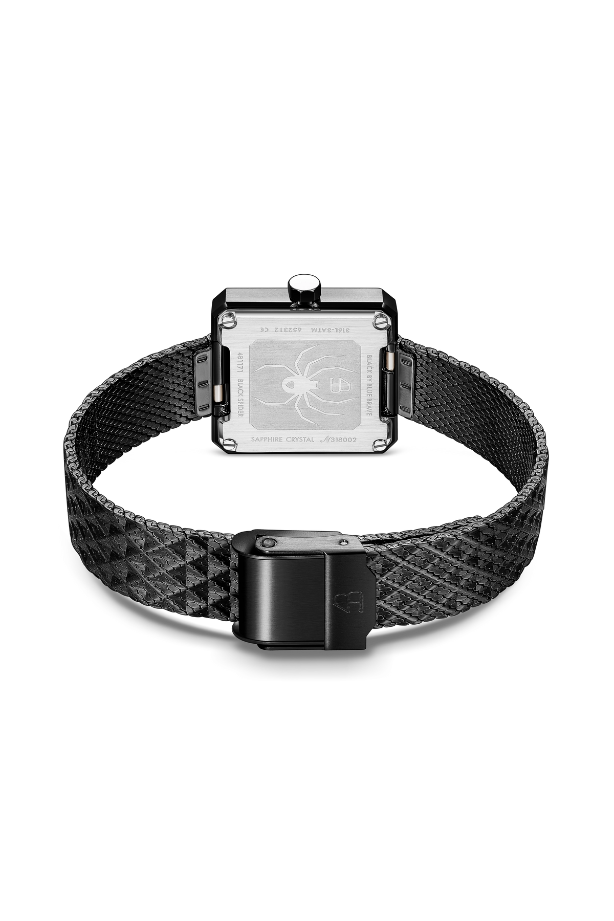 4B Square Red & Black Dial Mesh Band
