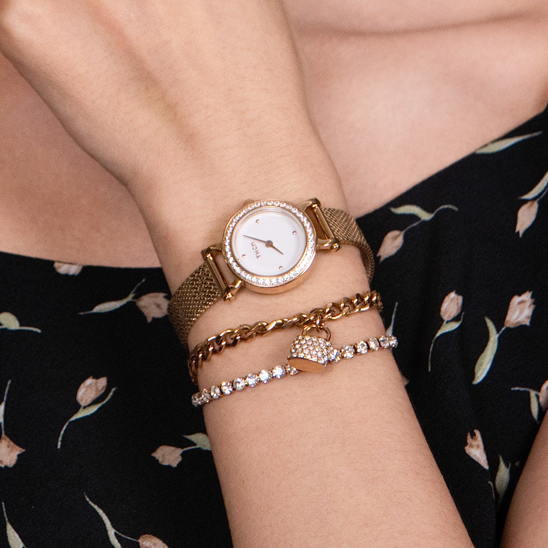 THCN Ladies Rosegold Watch & Bracelets Gift Set (One Watch & Two Free Bracelets)