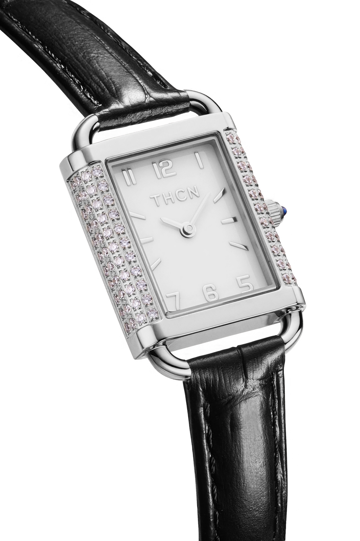 THCN H· II Eggshell White Dial Black Leather Strap Watch