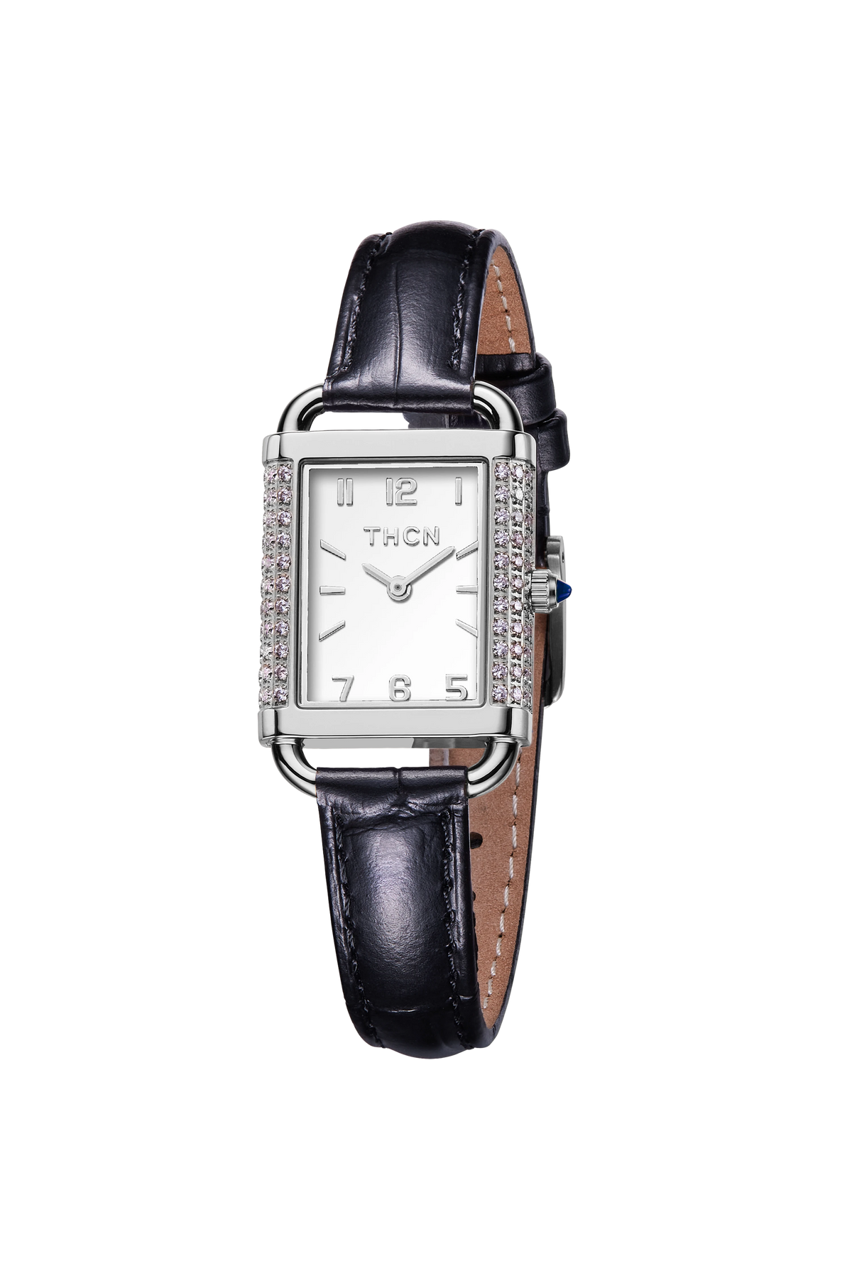 THCN H· II Eggshell White Dial Black Leather Strap Watch